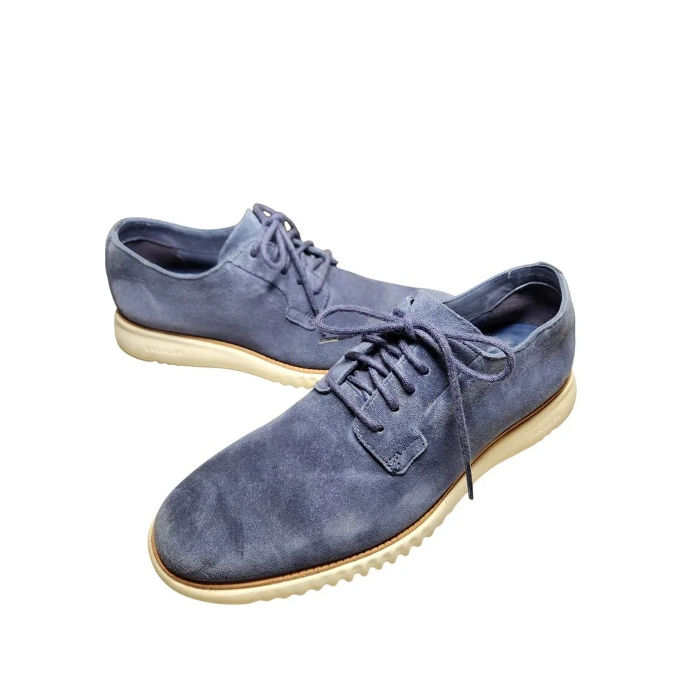 Cole Haan 2.ZEROGRAND Mens Marine Blue Suede Plain Toe Oxford Hybrid Shoes 10